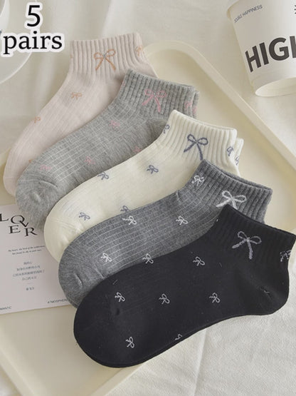 Women'S Striped Bowknot Ankle Socks