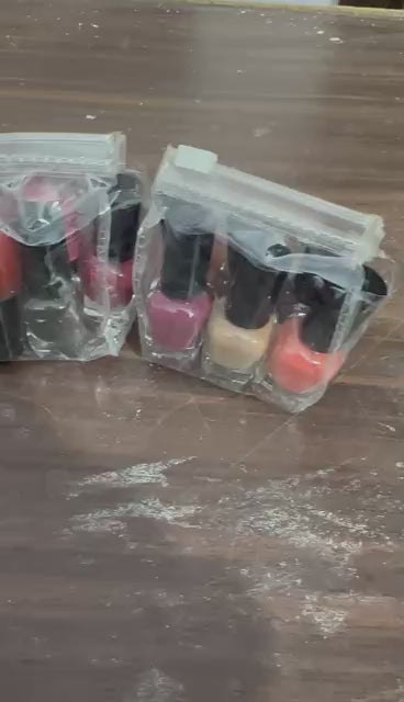 6 Pcs Mini Nail Polish Kit Set - Vibrant Shades Quick Dry Long Lasting Nail Enamel in Travel Pouch for Women & Gifting