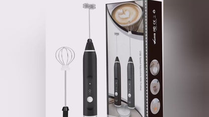 Electric Rechargeable 2 in 1 Coffee Beater & Milk Frother and Foamer - Portable Hand Beater & Mixer Machine for Cake | USB Chargeable Mini Egg Whisker for Coffee Maker, Heavy Duty, Small & High-Quality Handheld, With battery